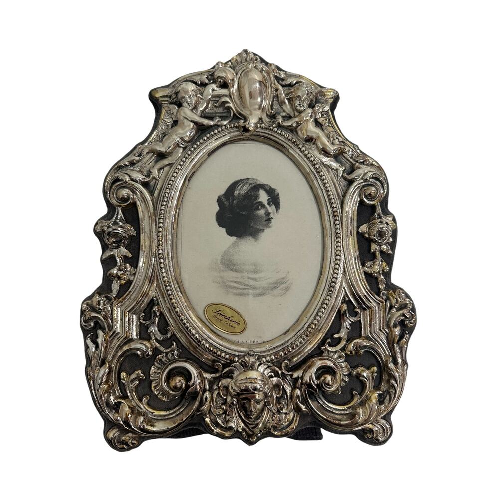 Vintage Ornate Baroque Sciccherie Reggie Calabria Cherub Angle Picture Frame